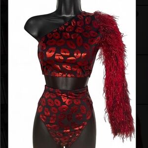 Red Lip Print Bikini